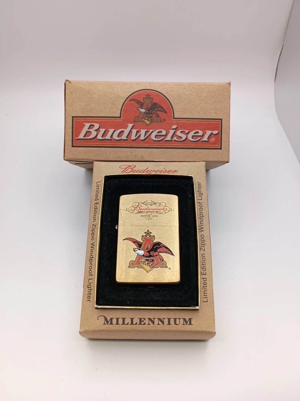 VTG ZIPPO Budweiser Brass Millennium Limited Edition 2000 B XVI Eagle